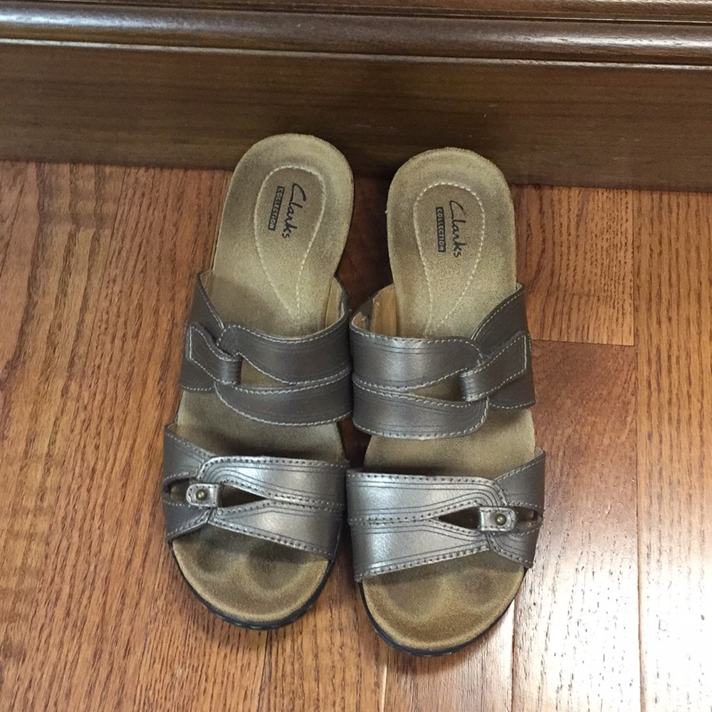 Clark Collections bronze wedge sandles